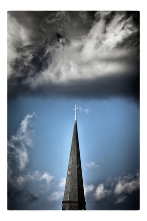 St. Joseph Curch spire and cloud formation