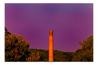 Sunset view looking east at the smokestack